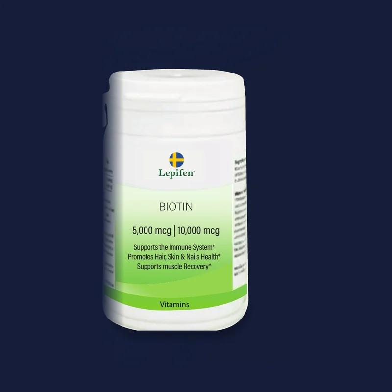 Biotin, förpackning för kosttillskott