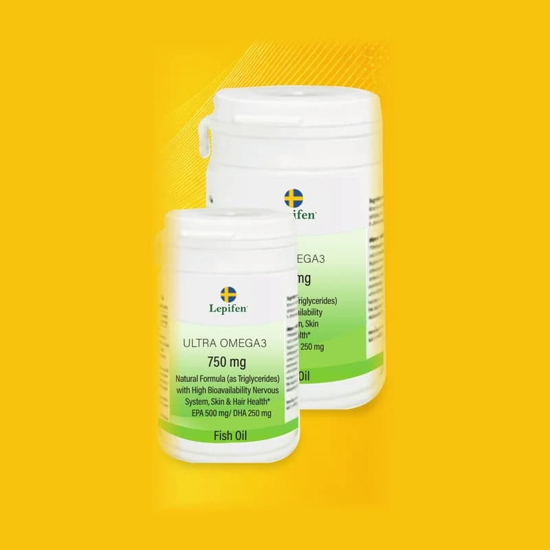 Ultra Omega3, förpackning för kosttillskott