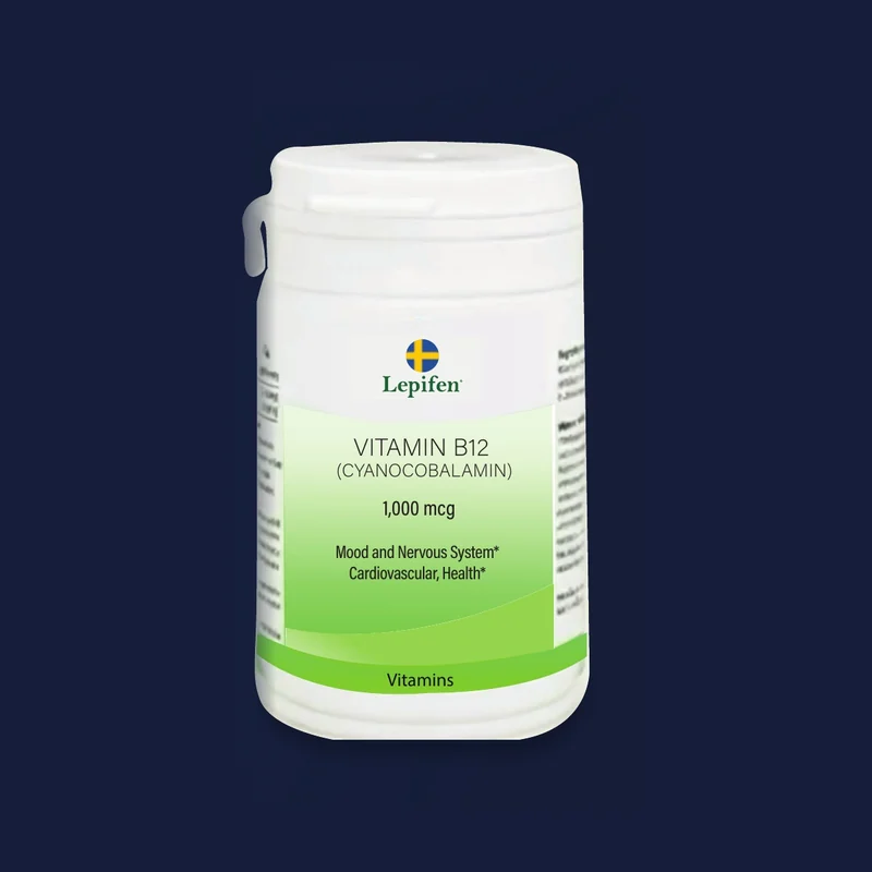 Vitamin B12 (Cyanocobalamin), förpackning för kosttillskott